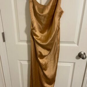 Petal & Pup One Shoulder Gold Dress